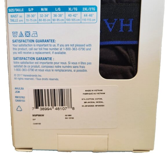 Hanes Men's Cotton Briefs 4 Pack Luxury Softness Small 28"-30" slim fit Black - Picture 3 of 6